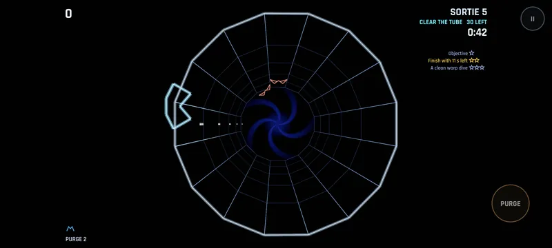 A Rimrunner level on a phone screen with the purge button